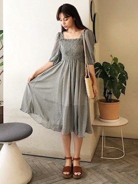 「DHOLIC（ディーホリック）のアイテム（ワンピース/ドレス）」を使った、ディーホリックさん（レディース・165cm）の春コーディネート