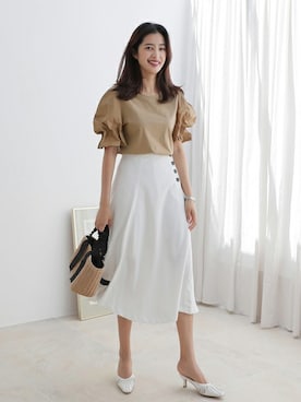 「タックイン」｜ディーホリックさん（レディース・163cm）の夏コーディネート