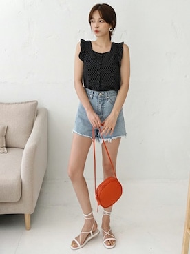 「ドット柄」｜ディーホリックさん（レディース・165cm）の夏コーディネート