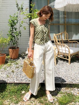 「DHOLIC（ディーホリック）のアイテム（かごバッグ）」を使った、ディーホリックさん（レディース・165cm）の夏コーディネート