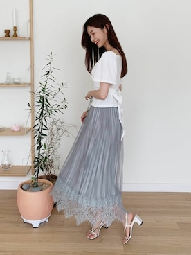 「DHOLIC（ディーホリック）の新作10％OFF（Tシャツ/カットソー）」を使った、ディーホリックさん（レディース・163cm）の夏コーディネート