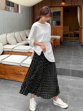 「プリーツ」｜ディーホリックさん（レディース・163cm）の夏コーディネート