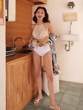 「DHOLIC（ディーホリック）のアイテム（水着）」を使った、ディーホリックさん（レディース・163cm）の夏コーディネート