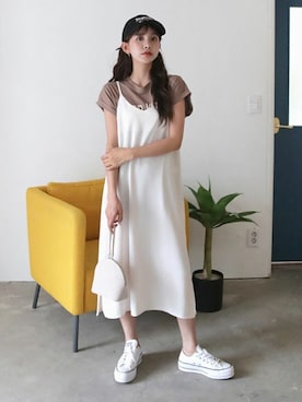 「DHOLIC（ディーホリック）の新作10％OFF（Tシャツ/カットソー）」を使った、ディーホリックさん（レディース・164cm）の夏コーディネート