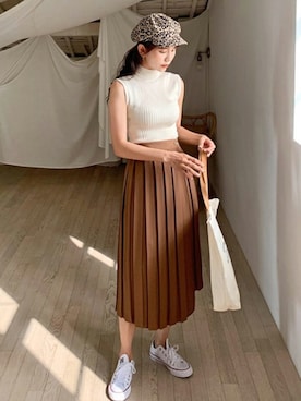 「DHOLIC（ディーホリック）のアイテム（キャスケット）」を使った、ディーホリックさん（レディース・163cm）の夏コーディネート