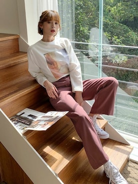 「DHOLIC（ディーホリック）の新作10％OFF（Tシャツ/カットソー）」を使った、ディーホリックさん（レディース・165cm）の秋コーディネート