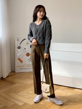 「DHOLIC（ディーホリック）のアイテム（スラックス）」を使った、ディーホリックさん（レディース・164cm）の秋コーディネート