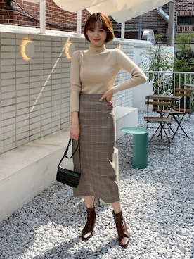 「リブニット」｜ディーホリックさん（レディース・165cm）の秋コーディネート