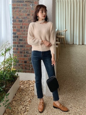 「DHOLIC（ディーホリック）のアイテム（デニムパンツ）」を使った、ディーホリックさん（レディース・164cm）の秋コーディネート