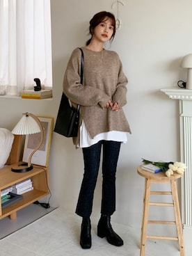 「DHOLIC（ディーホリック）のアイテム（ブーツ）」を使った、ディーホリックさん（レディース・164cm）の秋コーディネート