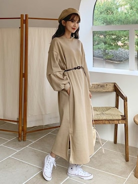 「DHOLIC（ディーホリック）の新作10％OFF（Tシャツ/カットソー）」を使った、ディーホリックさん（レディース・163cm）の秋コーディネート