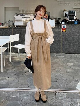 「DHOLIC（ディーホリック）のアイテム（ワンピース）」を使った、ディーホリックさん（レディース・164cm）の秋コーディネート