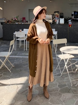 「ロングカーディガン」｜ディーホリックさん（レディース・164cm）の秋コーディネート