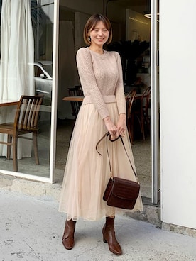 「ガーリーコーデ」｜「アイテム（アクセサリー）」を使った、ディーホリックさん（レディース・165cm）の秋コーディネート