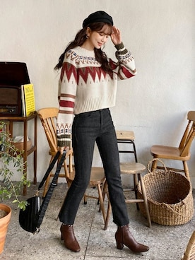 「DHOLIC（ディーホリック）のアイテム（帽子）」を使った、ディーホリックさん（レディース・163cm）の秋コーディネート