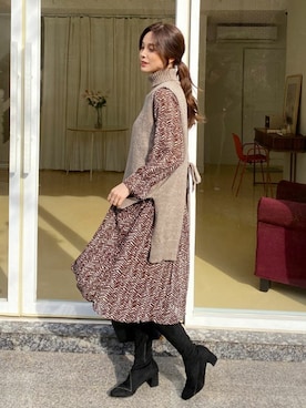 「DHOLIC（ディーホリック）のアイテム（ベスト）」を使った、ディーホリックさん（レディース・165cm）の秋コーディネート