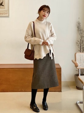 「ガーリーコーデ」｜「アイテム（アクセサリー）」を使った、ディーホリックさん（レディース・164cm）の冬コーディネート