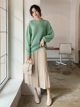 「シフォンスカート」｜ディーホリックさん（レディース・163cm）の冬コーディネート