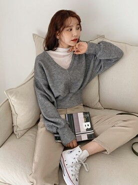 「DHOLIC（ディーホリック）のアイテム（ピアス（両耳用））」を使った、ディーホリックさん（レディース・163cm）の冬コーディネート