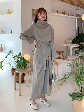 「ラップスカート」｜ディーホリックさん（レディース・163cm）の冬コーディネート