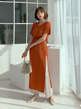 「DHOLIC（ディーホリック）の新作10％OFF（Tシャツ/カットソー）」を使った、ディーホリックさん（レディース・165cm）の春コーディネート