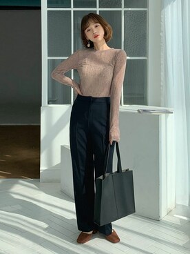 「coordinate」｜「アイテム（スラックス）」を使った、ディーホリックさん（レディース・165cm）の春コーディネート