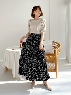 「DHOLIC（ディーホリック）の新作10％OFF（Tシャツ/カットソー）」を使った、ディーホリックさん（レディース・165cm）の春コーディネート