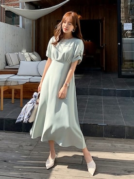 「アイテム（ワンピース/ドレス、グリーン系）」を使った、ディーホリックさん（レディース・165cm）の春コーディネート