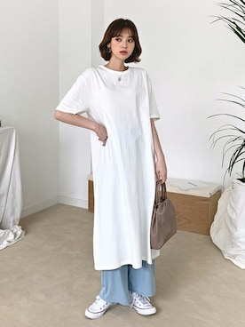 「ロングTシャツ」｜ディーホリックさん（レディース・165cm）の春コーディネート