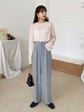 「coordinate」｜「アイテム（スラックス）」を使った、ディーホリックさん（レディース・165cm）の春コーディネート