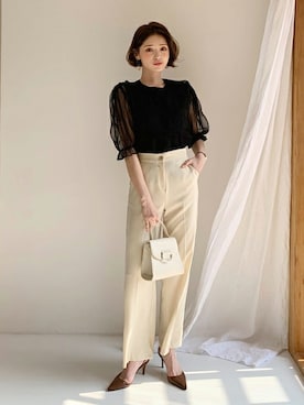 「coordinate」｜「アイテム（スラックス）」を使った、ディーホリックさん（レディース・165cm）の春コーディネート