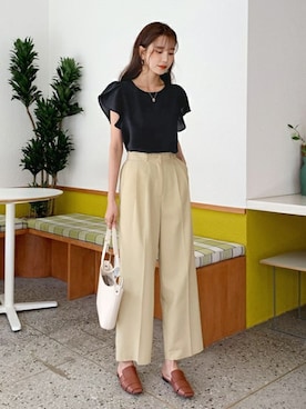 「coordinate」｜「アイテム（スラックス）」を使った、ディーホリックさん（レディース・165cm）の春コーディネート