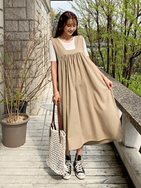 「DHOLIC（ディーホリック）の新作10％OFF（Tシャツ/カットソー）」を使った、ディーホリックさん（レディース・165cm）の春コーディネート