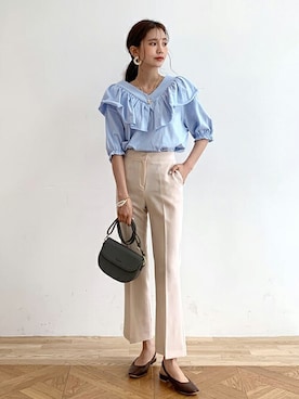 「coordinate」｜「アイテム（スラックス）」を使った、ディーホリックさん（レディース・165cm）の春コーディネート