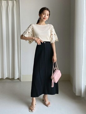 「DHOLIC（ディーホリック）の新作10％OFF（Tシャツ/カットソー）」を使った、ディーホリックさん（レディース・165cm）の夏コーディネート