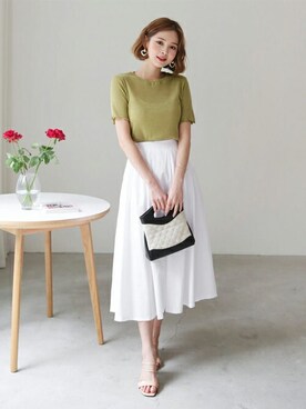 「DHOLIC（ディーホリック）の新作10％OFF（Tシャツ/カットソー）」を使った、ディーホリックさん（レディース・165cm）の夏コーディネート