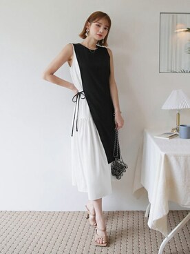 「DHOLIC（ディーホリック）の新作10％OFF（Tシャツ/カットソー）」を使った、ディーホリックさん（レディース・165cm）の夏コーディネート