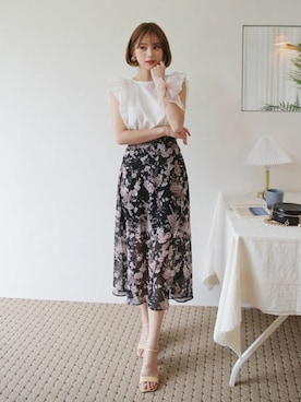 「シフォンスカート」｜ディーホリックさん（レディース・165cm）の夏コーディネート