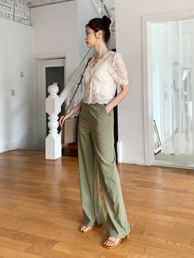 「DHOLIC（ディーホリック）のアイテム（スラックス）」を使った、ディーホリックさん（レディース・163cm）の夏コーディネート