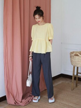 「ブラウスコーデ」｜ディーホリックさん（レディース・163cm）の夏コーディネート