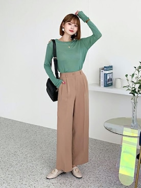 「DHOLIC（ディーホリック）のアイテム（スラックス）」を使った、ディーホリックさん（レディース・165cm）の夏コーディネート