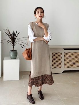 「DHOLIC（ディーホリック）のアイテム（ベスト）」を使った、ディーホリックさん（レディース・164cm）の夏コーディネート