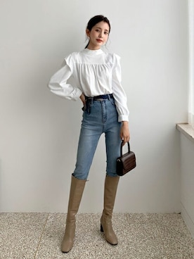 「DHOLIC（ディーホリック）の新作10％OFF（Tシャツ/カットソー）」を使った、ディーホリックさん（レディース・163cm）の秋コーディネート