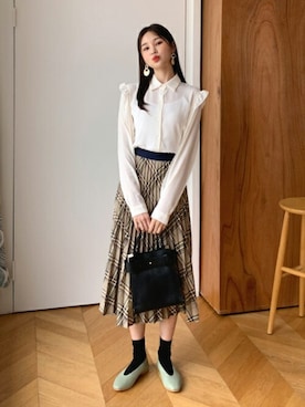 「DHOLIC（ディーホリック）の新作10％OFF（Tシャツ/カットソー）」を使った、ディーホリックさん（レディース・163cm）の秋コーディネート