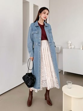 「DHOLIC（ディーホリック）の新作10％OFF（Tシャツ/カットソー）」を使った、ディーホリックさん（レディース・164cm）の秋コーディネート