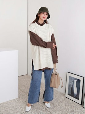 「DHOLIC（ディーホリック）の新作10％OFF（Tシャツ/カットソー）」を使った、ディーホリックさん（レディース・164cm）の秋コーディネート