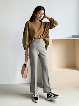 「DHOLIC（ディーホリック）のアイテム（スラックス）」を使った、ディーホリックさん（レディース・164cm）の秋コーディネート