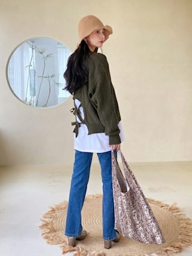 「DHOLIC（ディーホリック）の新作10％OFF（Tシャツ/カットソー）」を使った、ディーホリックさん（レディース・164cm）の秋コーディネート