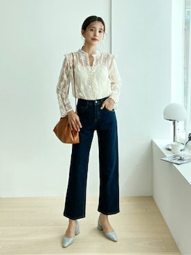 「DHOLIC（ディーホリック）のアイテム（パンツ）」を使った、ディーホリックさん（レディース・163cm）の秋コーディネート