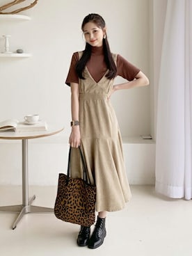 「DHOLIC（ディーホリック）のアイテム（ワンピース/ドレス）」を使った、ディーホリックさん（レディース・163cm）の秋コーディネート